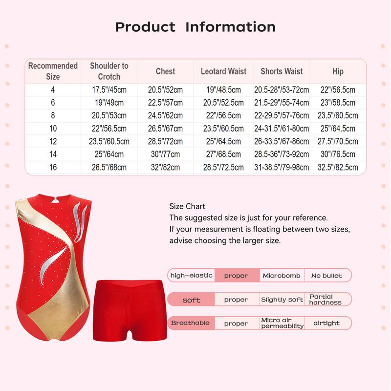 Product Introduction of TTAO Kids Girls Sleeveless Gymnastics Ballet Dance Leotard Sparkly Unitard Biketard Athletic Bodysuit with Shorts Set 0
