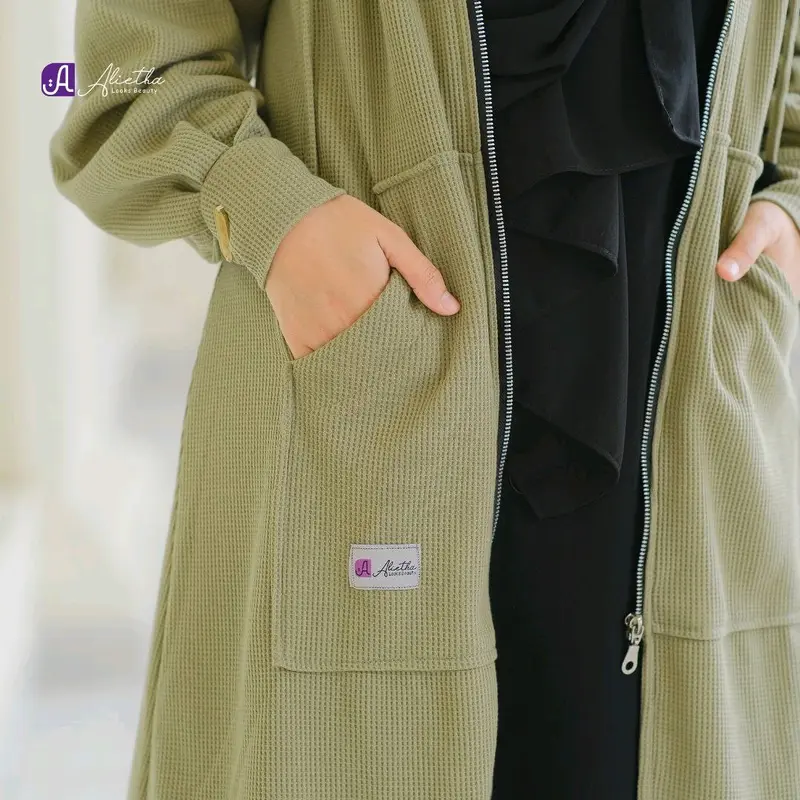 OUTER WANITA MUSLIM FATHIYAH BY ALIETHA Navy Atasan Baju Cardigan Panjang Basic Oversize Kardigan 5