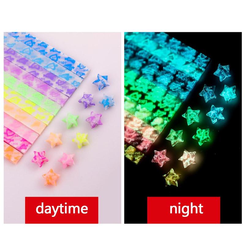 10 màu 210 tờ Giấy ngôi sao Origami hình ngôi sao may mắn tự làm Dải Origami thủ công V2I0 3