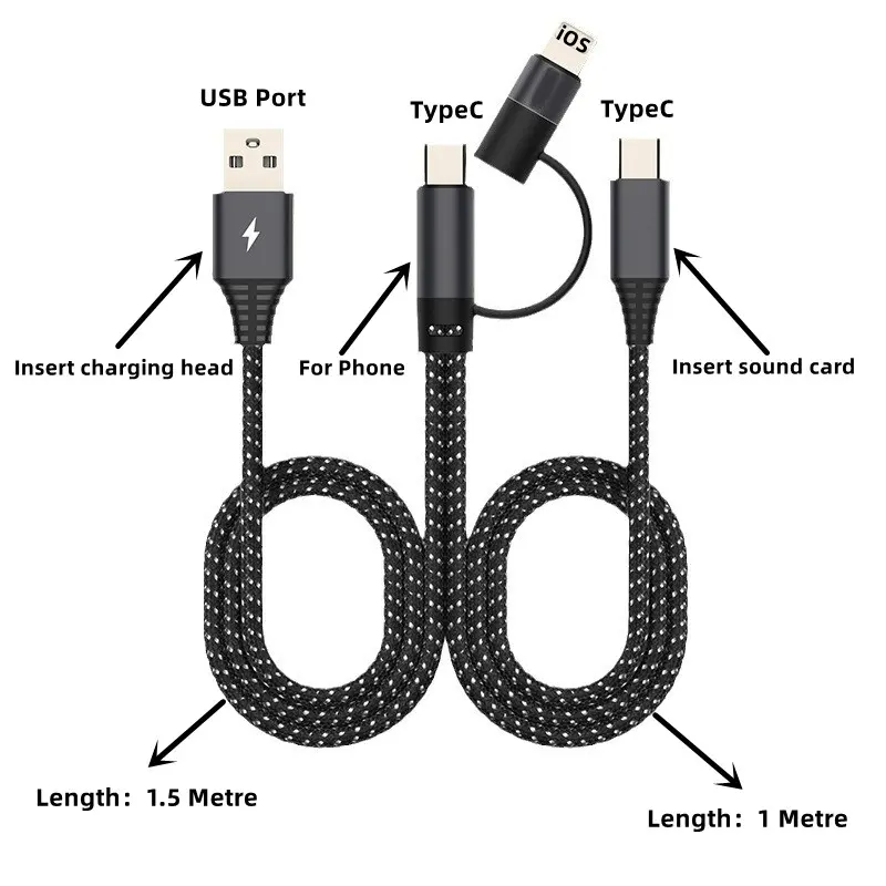 Kabel Kad Bunyi Jenis-C ke USB OTG, Produk Baru, 1PC, Pengecasan Pantas, Penyesuai Bank Kuasa, Untuk Kilat, ICON, Iphone, Penyambung, [COD]