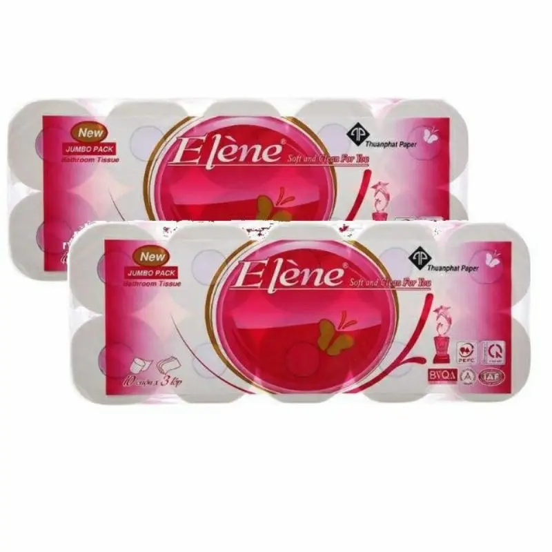 ComBo 2 Bịch Giấy Vệ Sinh Elene Một Bịch 10 Cuộn 4 Lớp Có lõi