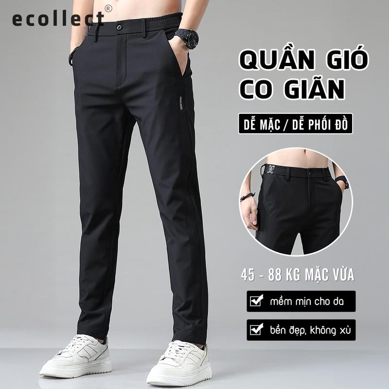 Quần dài nam vải gió dày mềm co giãn ECOLLECT ống suông fit chân thoải mái, phom dáng hiện đại, thời trang thu đông QD09