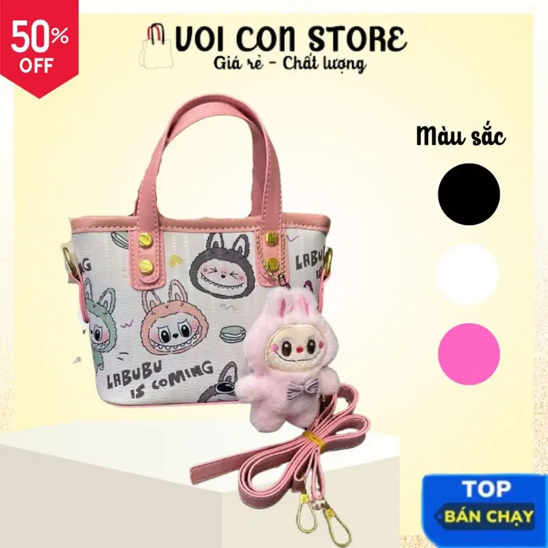 Túi xách nữ, túi đeo chéo size 18cm dáng làn in hình LABUBU xinh xắn V74 0