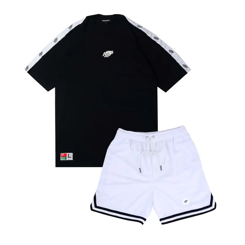 T-Shirt Putih Hitam Branco Main Satu Set Kaos Pria Wanita Pendek Celana Boardshort Sweat Short Katun Polos Distro Santai Dewasa 2