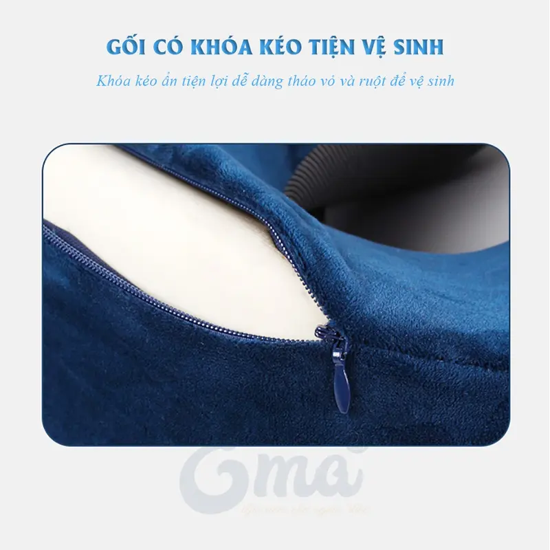 Gối kê cổ chữ U cao su non Ema thiết kế công thái học dành cho người lớn chống đau mỏi và ngăn ngừa thoái hóa cổ thích hợp cho dân văn phòng và du lịch 2