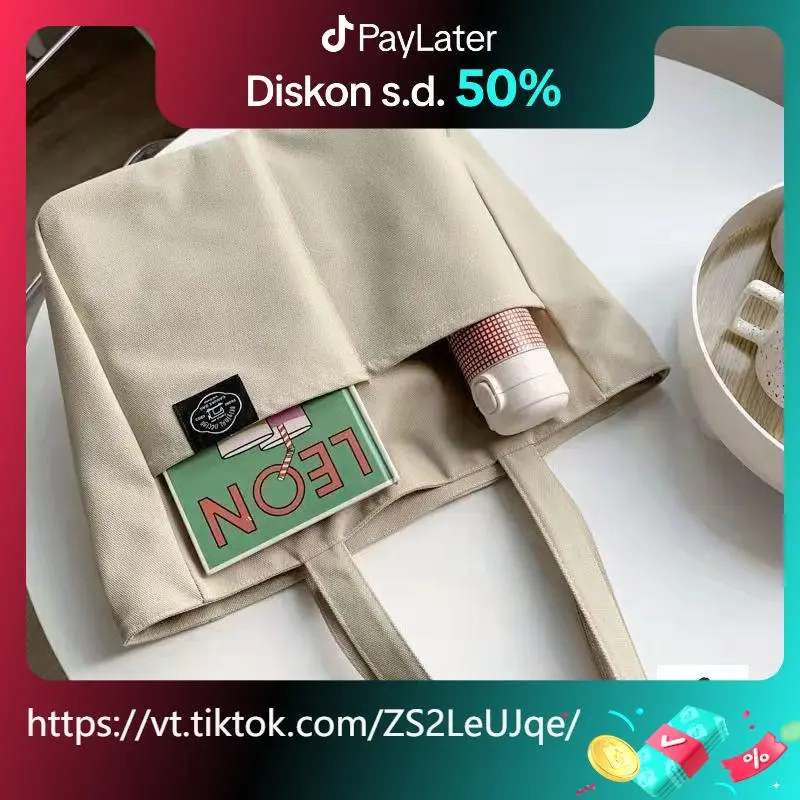 Tote bag resleting Totebag Kanvas Polos Korea Style Kapasitas Besar Tas Kuliah Tote Wanita Serbaguna tote bag pria Tas Diamond Bagmaker DMTS008