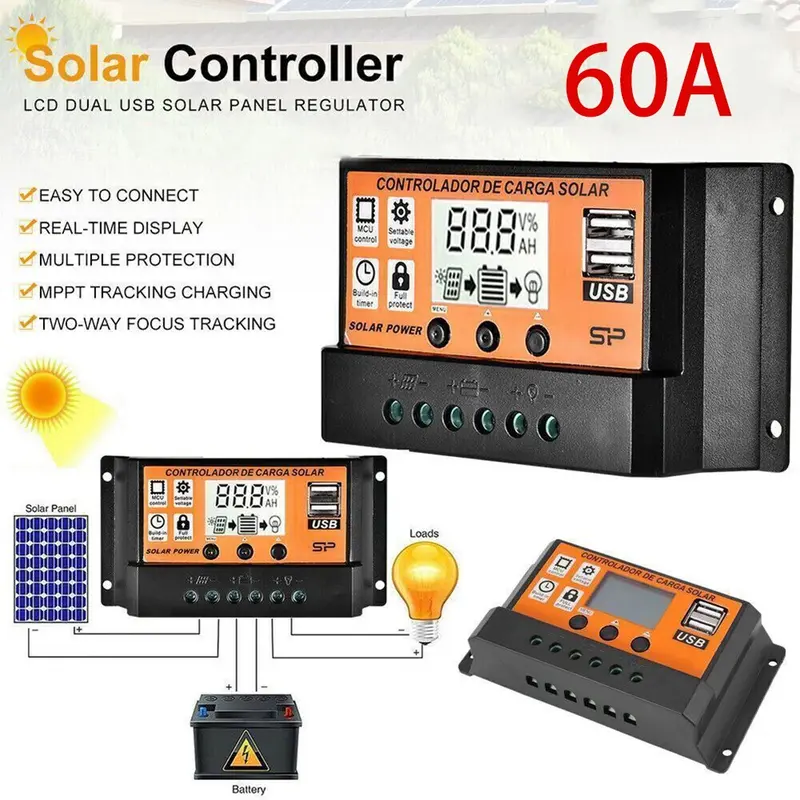 Bộ điều chỉnh bảng điều khiển năng lượng mặt trời MPPT, Bộ điều khiển sạc, Tự động theo dõi tiêu điểm, 12 / 24V 4