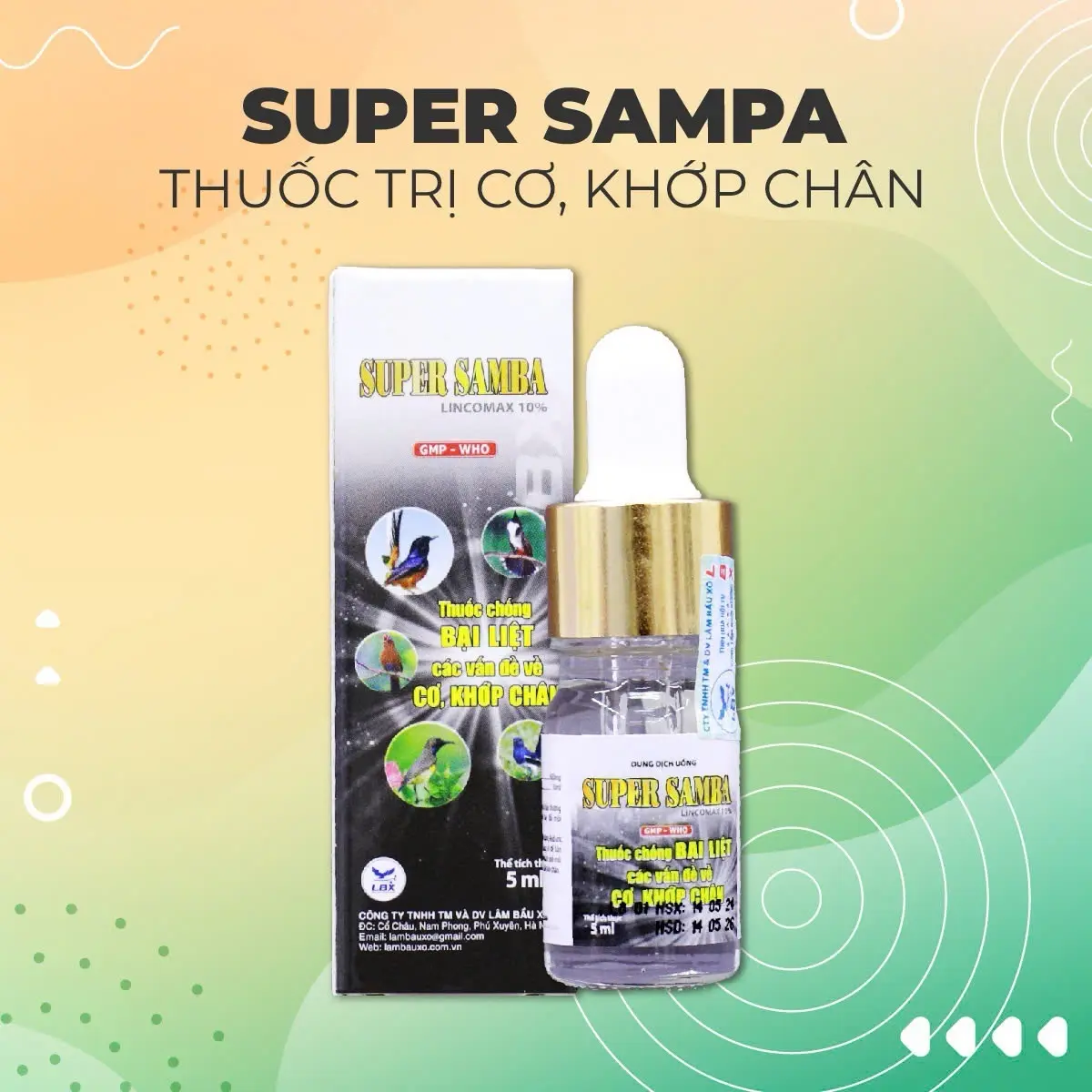 Super Samba - Thuốc Chống Bại Liệt , Các Vấn Đề Về Cơ , Khớp Chân - Dùng Cho Mọi Loại Chim Cảnh - Chai 5ml