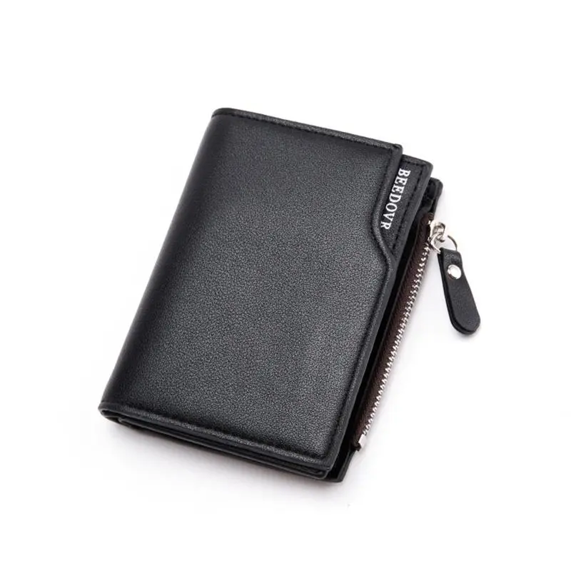 Summer Fashion Multi-function and Anti-magnetic Men's Zipper Short Soft PU Leather Wallet with Multiple Card Positions
