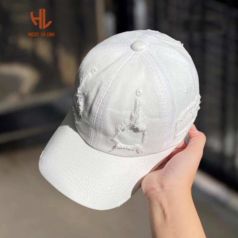 Mũ Lưỡi Trai Jean Rách Cao Cấp /Nón Kết Jean Xuất Khẩu Hàng Thời Trang Cá Tính Cho Nam Nữ (B32- Trắng)