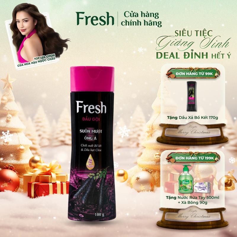 Dầu Gội Bồ Kết Nắp Hồng FRESH Thiên Nhiên Chiết Xuất Bồ Kết Và Hạt Chia Giúp Tóc Suôn Mượt Óng Ả 180g