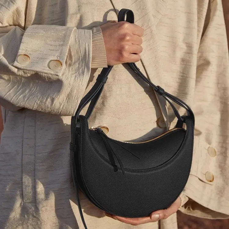 Polene Bag Crescent Underarm Bag French Paris Niche Design Shoulder Messenger Bag Female Genuine Leather Saddle Bag Female