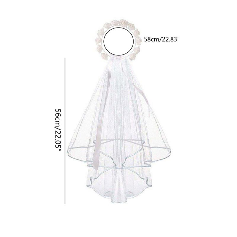 Product Introduction of Romance Flower Headdress Wedding Headband with Veil Trend Bride Party Headdress 0