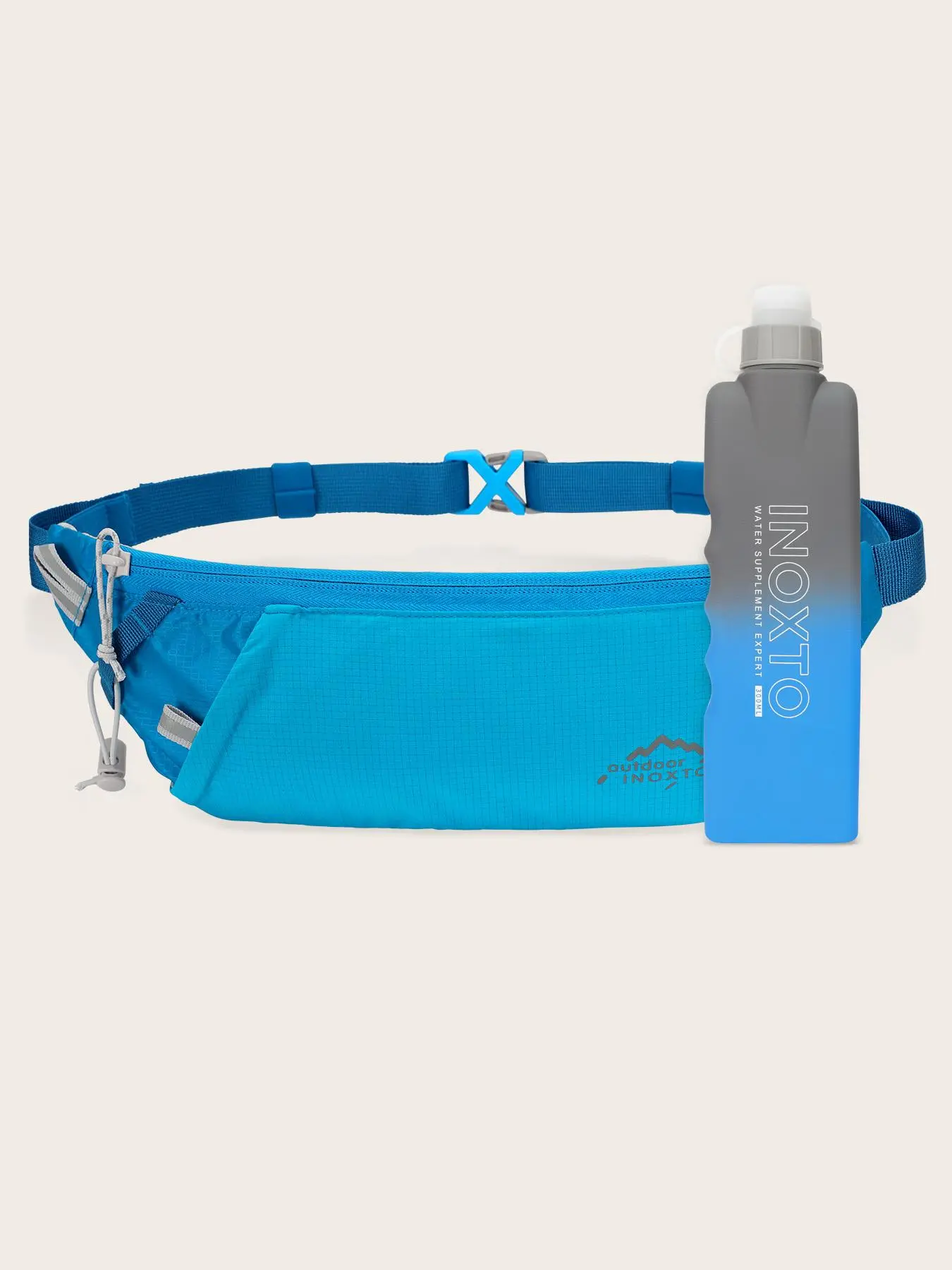 Reflective Running Belt Bag, Sports Waist Bag with 300ML Water Bottle, Jogging Pocket Belt for Cell Phone, Keys and Essentials, Jogging Gear