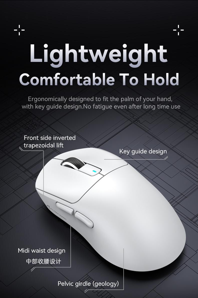 Product Introduction of Original Attack Shark X3 Wireless Mouse Multiple Colors Three-mode Lightweight Design Ergonomics PAW3395 E-sports Gaming Mouse 11