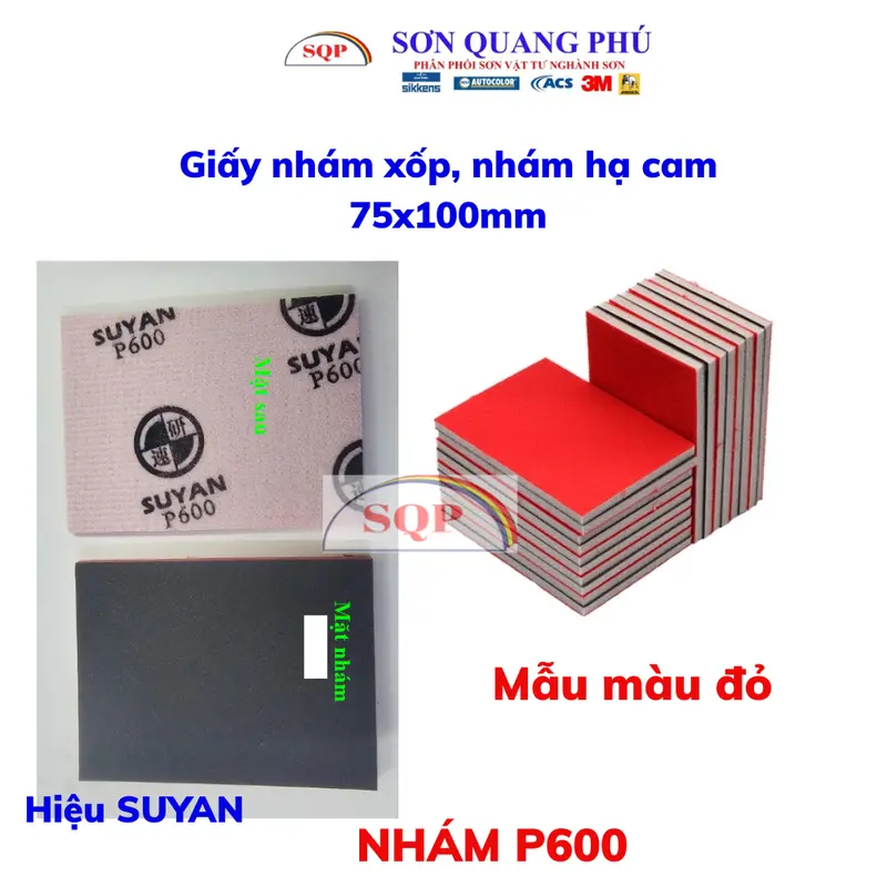 Nhám xốp 75x100mm P180 P240 P320 P400 P500 P600 P1200 P1500 P2000 P3000 có 1 mặt dính nhám chà đánh bóng 6