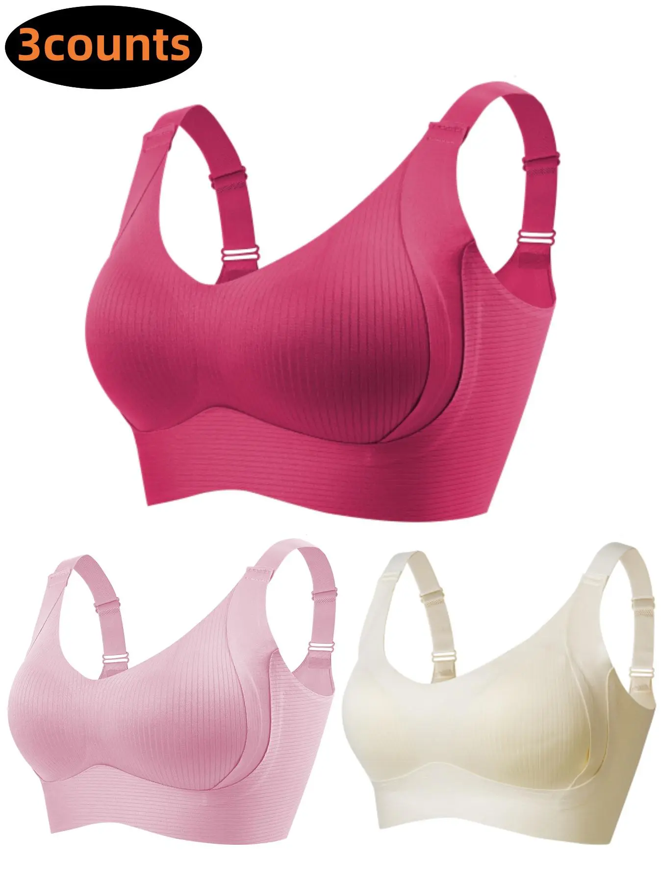 Women's Solid Wireless Bra, Comfortable Breathable Bra, Soft Lingerie for Daily Wear, Women's Lingerie for All Seasons