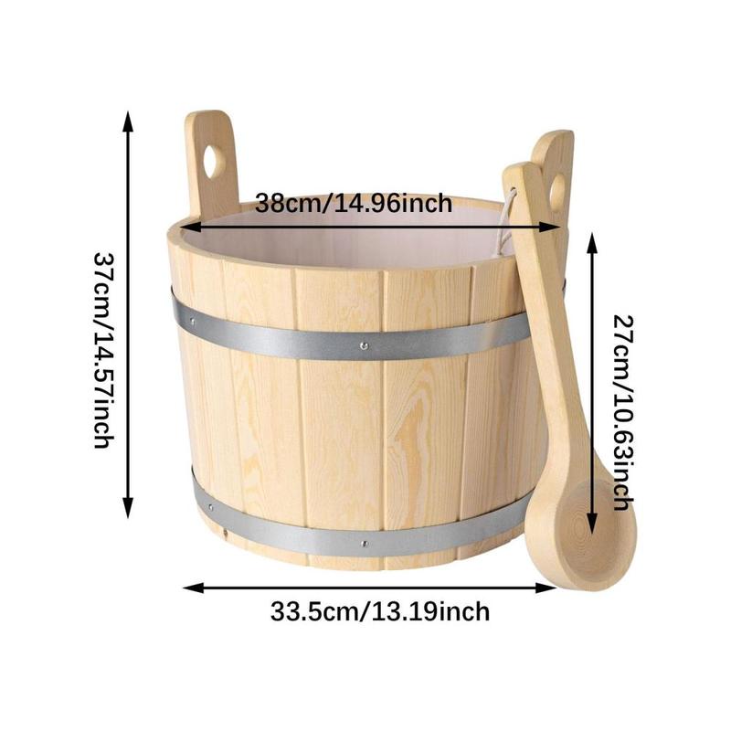 Product Introduction of 17L Wooden Sauna Barrel and Ladle Sauna Accessories for Spa Bathroom 0