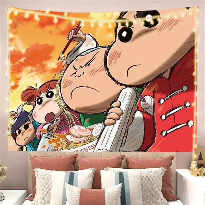 Anime Crayon Shin chan Cartoon Cute Hanging Cloth Internet Celebrity Photo Background Cloth Dormitory Bedhead Decoration Wall Cloth Healing