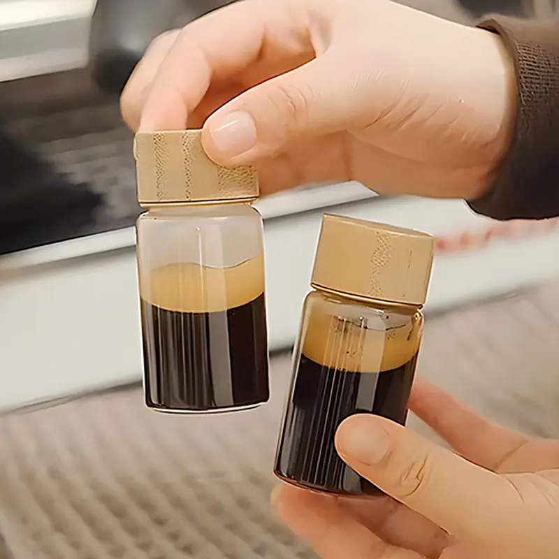 20/25/30ml Mini Glass Bottle For Coffee Concentrate Milk Juice Leakproof Bottle With Lid Mason Jar Portable Empty Jar Light Transparent