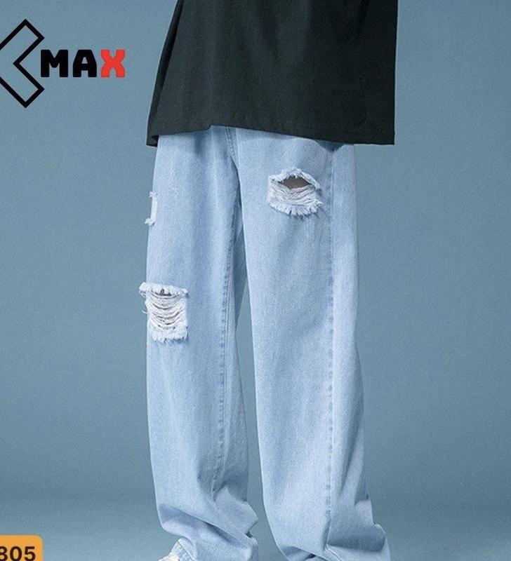 Quần baggy nam ống suông xanh phối rách kiểu cao cấp - Diễm Nhi Store - MS805