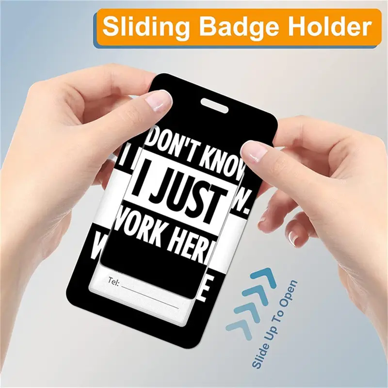 Funny Letter Pattern ID Badge Holder, 1 Count Badge Holder with Clip, Identification Badges & Supplies for Office, School, Hospital 5