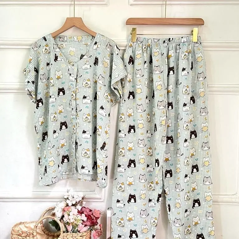 PIYAMA VNECK SET CP RAYON PREMIUM MOTIF