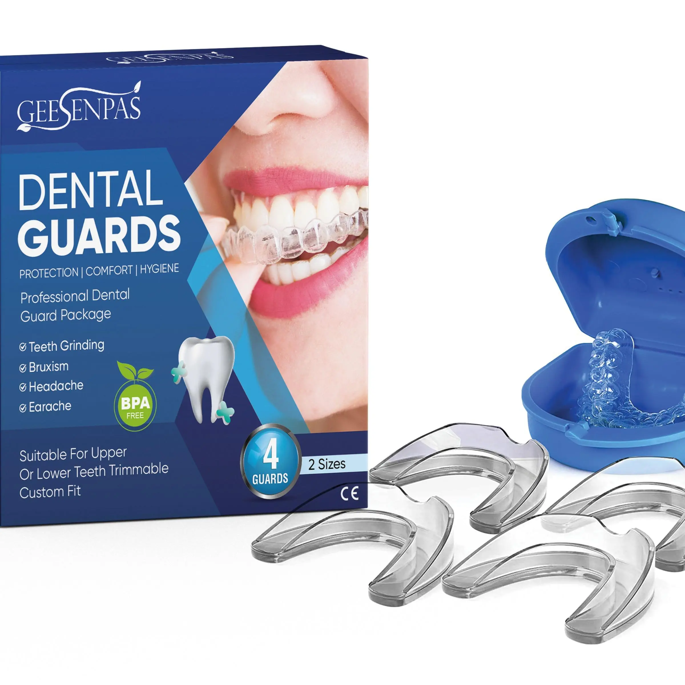 Mouth Guard for Teeth Grinding At Night, 4 Counts/set Dental Guard for Sleeping, Nighttime Protection for Teeth, Oral Care Product