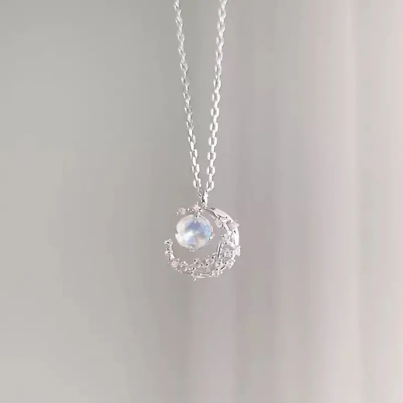 Dây chuyền Mặt trăng khuyết đá đổi màu-  Metoosilver