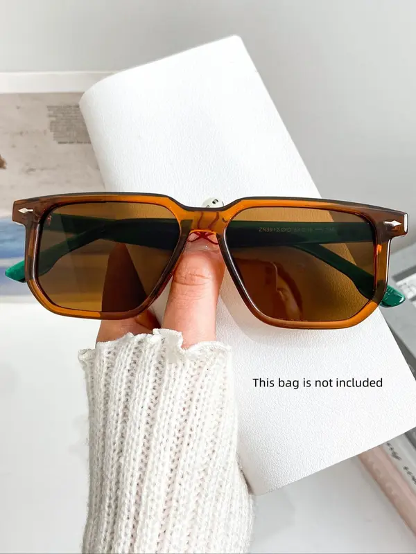 Unisex Street Trend Tortoiseshell Rectangle Frame Sunglasses, Trendy Vintage Sunglasses for Everyday Use, Fashion Accessories for Outdoor Activities 6