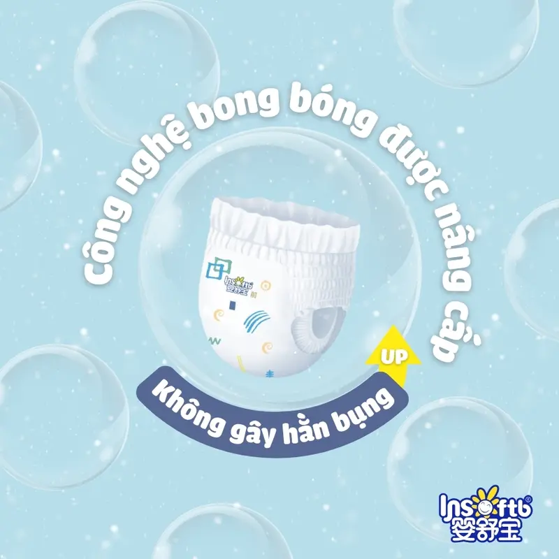 INSOFTB Tã bỉm quần cao cấp cho bé BUBBLE AU06 LƯNG BỒNG BỀNH ĐẠT CHUẨN FDA 3