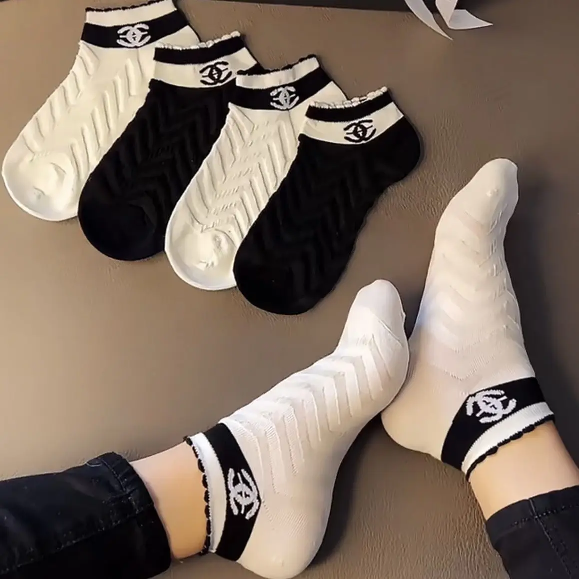 Women's Socks Spring Summer Thin Solid Color Lace Boat Socks Low Cut Short Tube Girls Socks Ins Pure Cotton Breathable Trendy