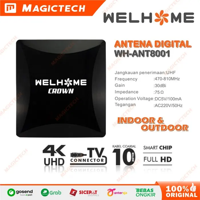 ANTENA DIGITAL WELHOME WH-ANT8001 INDOOR OUTDOOR + KABEL 10M WHANT8001