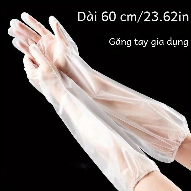 10 cái, Găng tay dùng một lần, Găng tay làm sạch gia đình mở rộng, Găng tay rửa chén nhà bếp chống thấm nước chống dầu, Găng tay làm việc nhà, Găng tay làm sạch dài cánh tay, Đồ dùng vệ sinh, Đồ dùng gia đình, Đồ dùng Giáng sinh Rửa Bát  không trượt