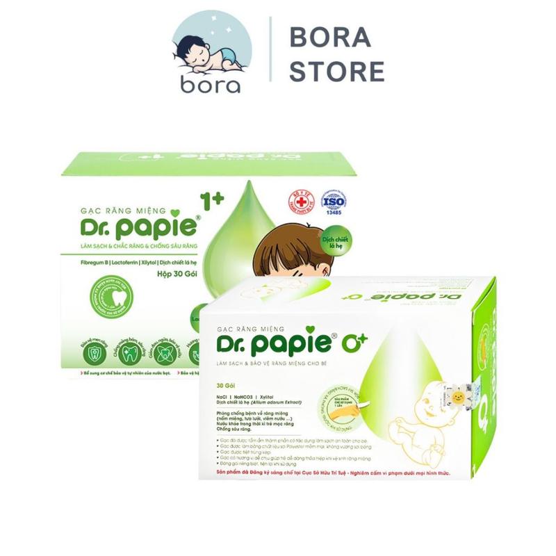 Gạc rơ lưỡi Dr Papie chính hãng, hộp 30 gói