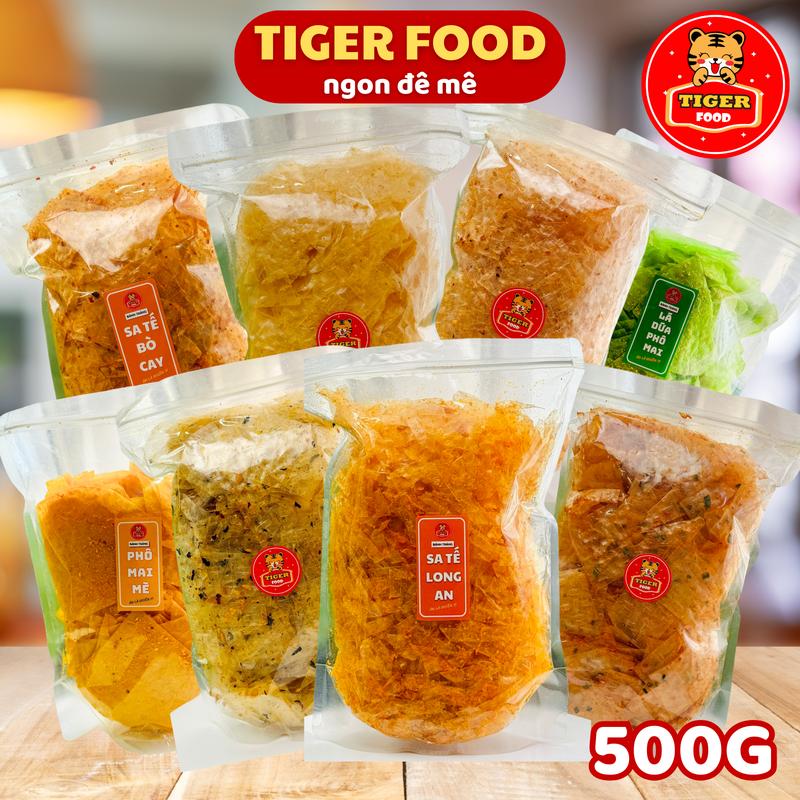 Bánh Tráng Xì Ke Cay 500g TIGER FOOD Bánh Tráng Muối Nhuyễn Xì Ke Siêu Ngon - Đồ Ăn Vặt Sài Gòn Snack