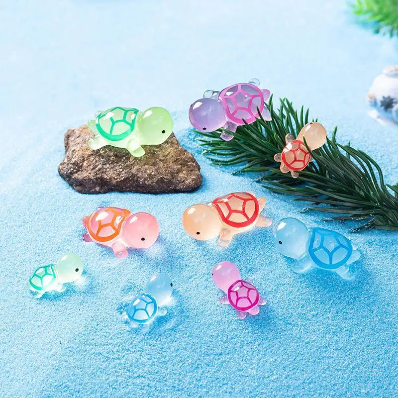 Random Color Luminous Turtle Decoration, 10/20pcs Mini Turtle Ornament, Diy Micro Landscape Mini Desktop Car Decoration Ornaments, Birthday Gifts Ideas, Pink & Pastel Colors, Decor Figurine Glow in The Dark Decoration, Room Home Decor Ornament, Magical 2