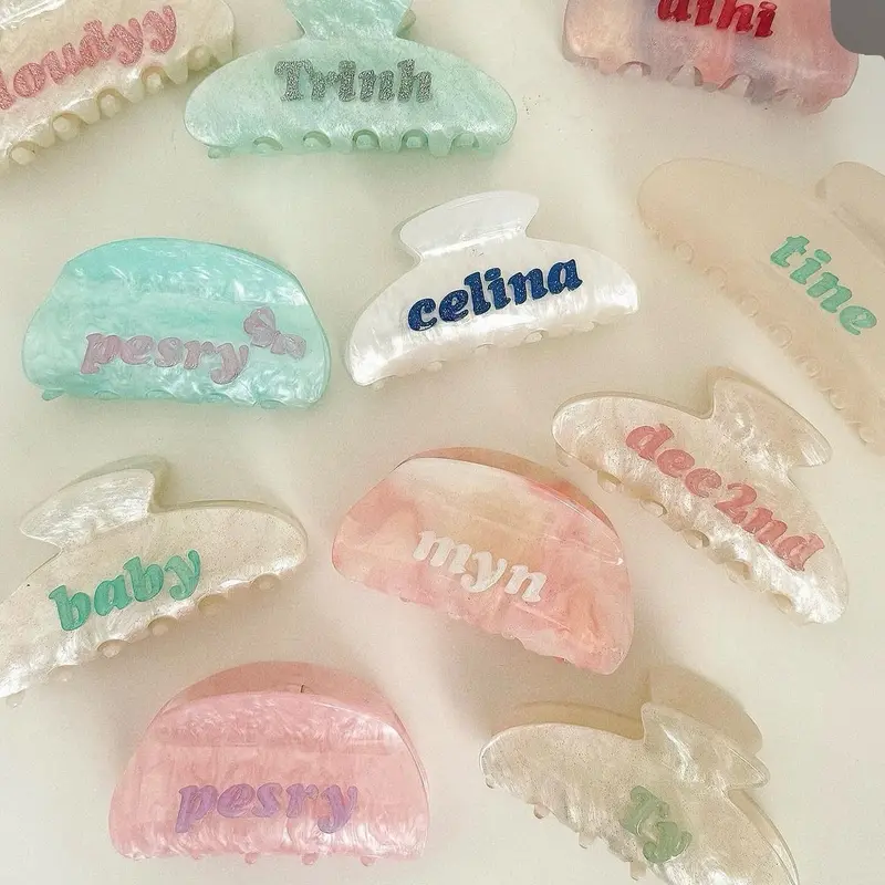 [TẶNG HỘP QUÀ] Kẹp Tóc Khắc Tên, Đính Tên, Gắn Tên Theo Yêu Cầu Cho Nữ Làm Quà Tặng Cute Đèn kẹp tóc  khắc tên 4