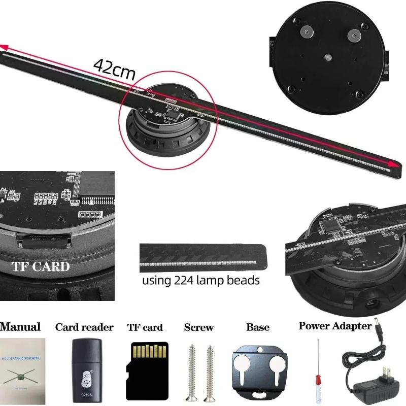 3D Hologram Fan 42CM 3D Holographic Projector Advertising Display Light HD Holographic Projector for Stores Bars Party Xmas - Image 3