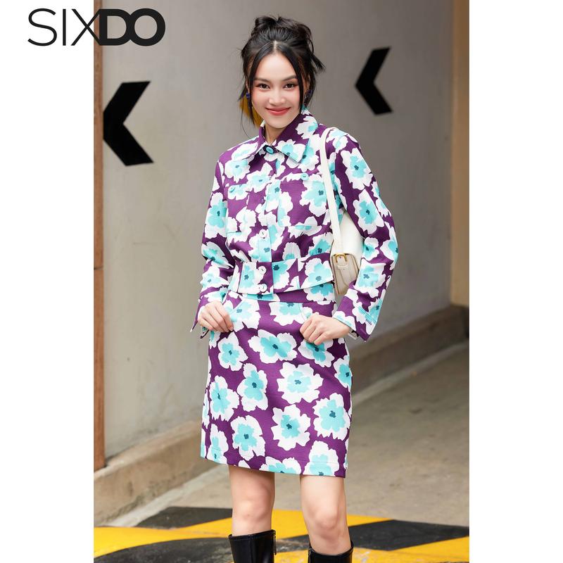 Chân váy thô hoa tím SIXDO (Dark Purple Floral Mini Raw Skirt) 6
