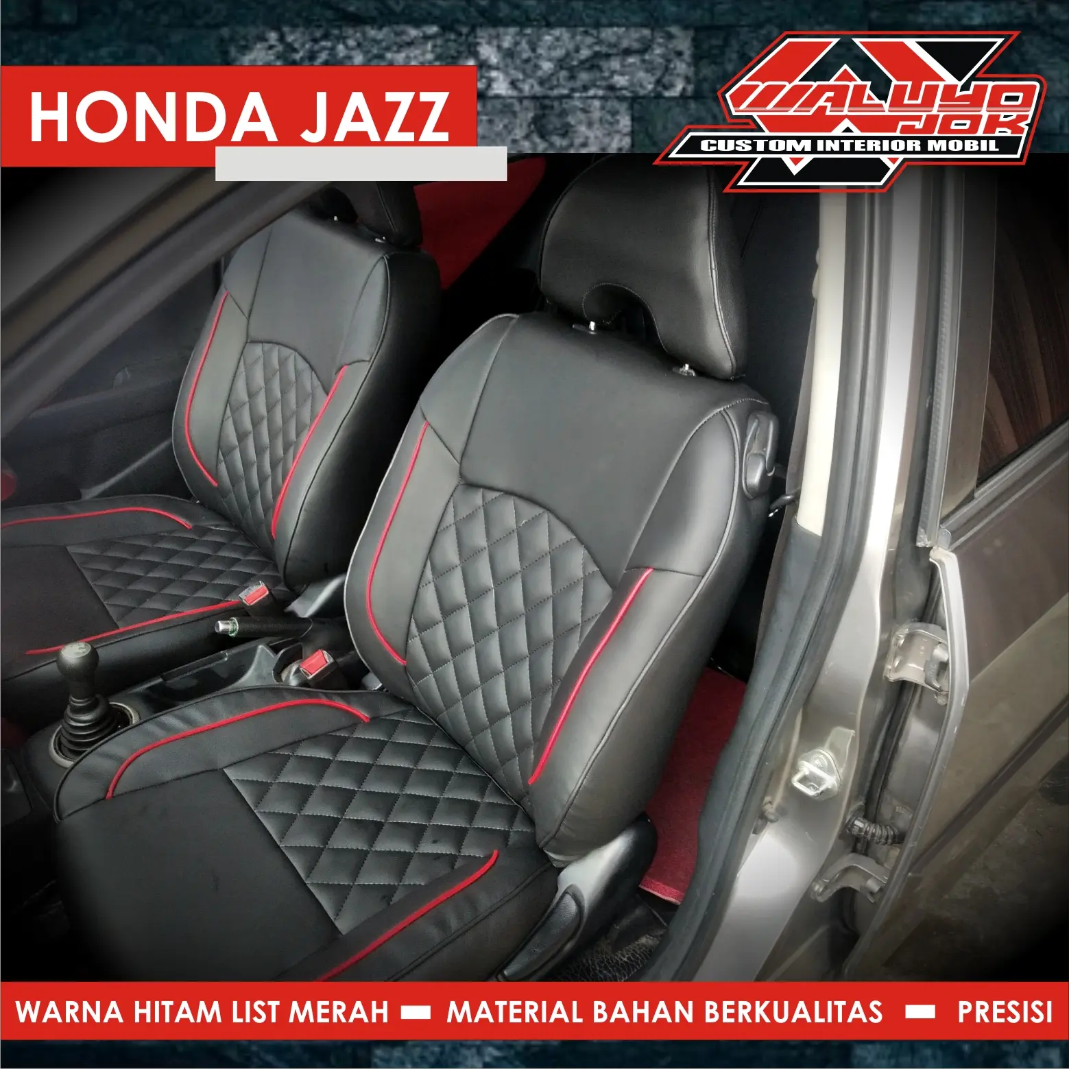 satu set sarung jok honda jazz gen 1 Hitam Merah