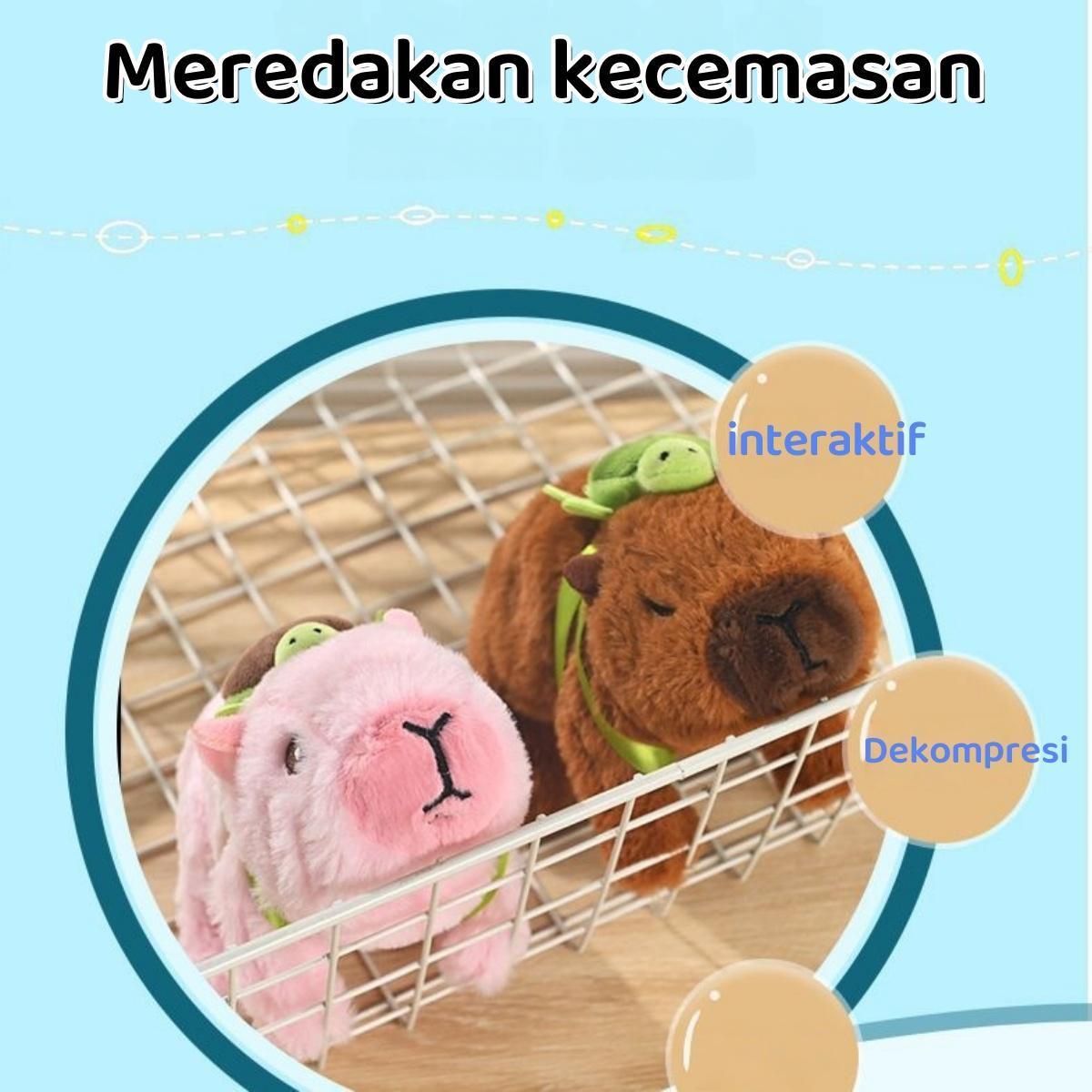 Capybara Boneka Mainan Listrik Mewah dengan Ekor Bergoyang Berjalan Baterai Remote dan Sayap Lumba-lumba Anak Dolls Gantungan Ukuran 19*11*17cm Bahan PVC Berat 145g