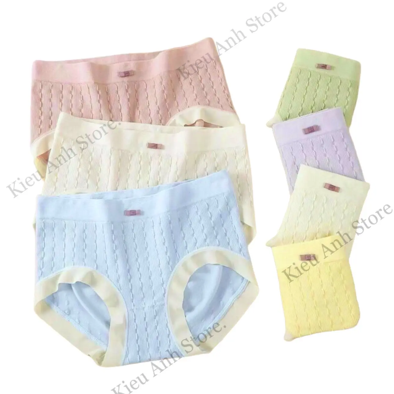 [Set 10 Quần Lót Nữ Cotton Dệt Kim] Quần Chíp Nữ Đẹp Co Giãn 4 Chiều Viền Lụa Đính Nơ, Kháng Khuẩn Thoáng Mát Size 45–55Kg