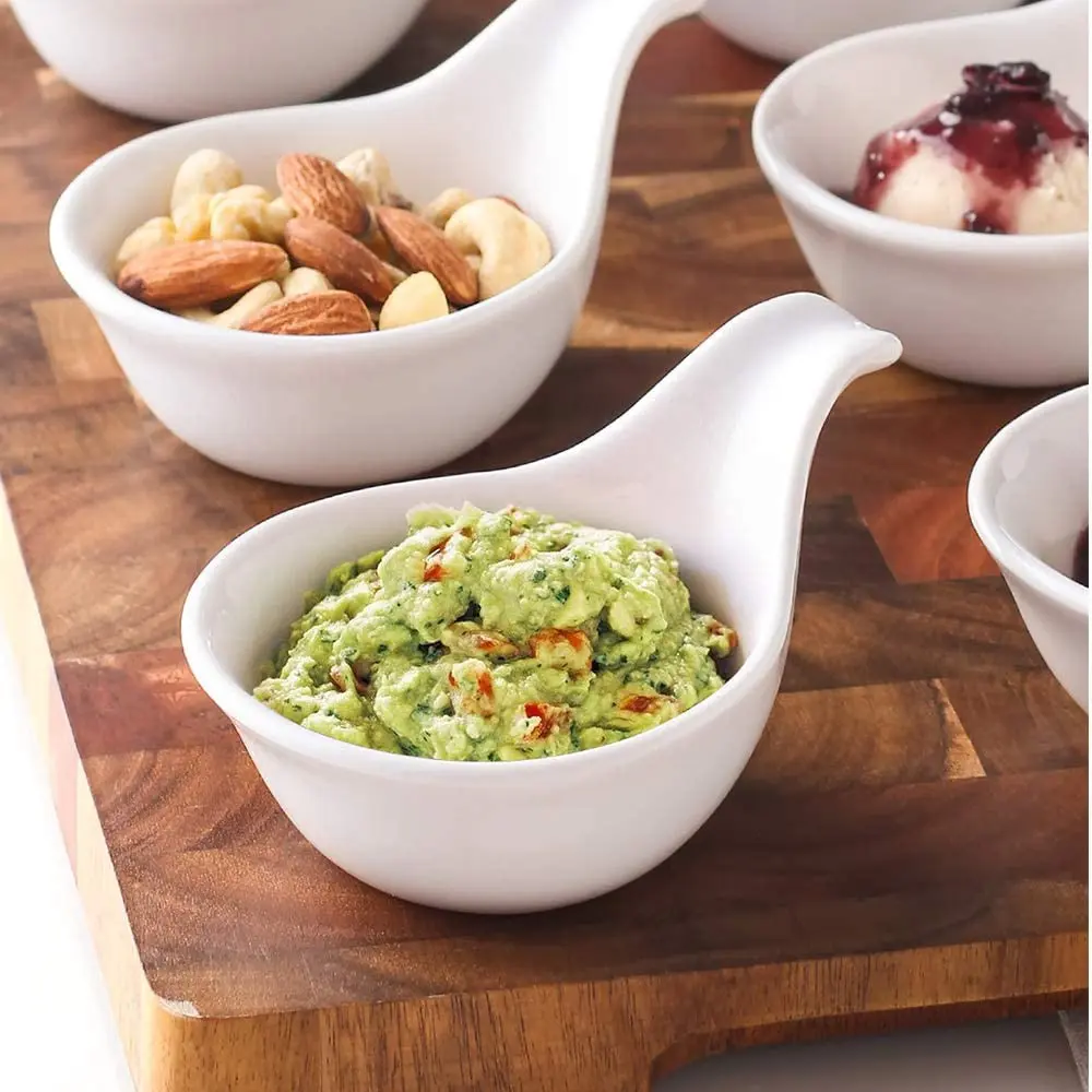 Porcelain Dipping Bowl with Handle / Display Spoon / Small Bowls for Side Dish/ Appetizer/ Ramekins Serving Spoons
