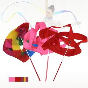 2m Twirling Ribbon Ballet Colorful Alat Tari Tamborin Gereja Ballet Senam Pita Twirling Ribbon