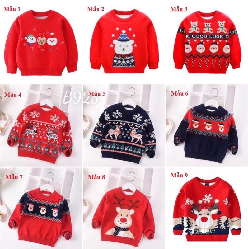 Áo len Noel cho bé 2-7 tuổi Áo len 2 lớp màu đỏ bé trai và bé gái