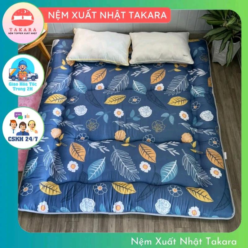  Nệm topper xuất Nhật chính hãng TAKARA 3 lớp gòn siêu dày không xẹp Topper bảo vệ nệm êm ái nệm ký túc xá nệm gấp gọn đủ size 1m,1m2,1m4,1m6,1m8x2m 