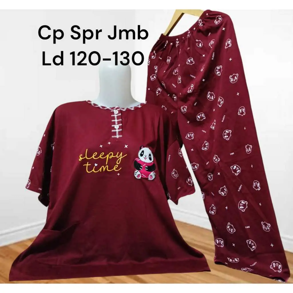 COD BAJU TIDUR WANITA DEWASA SETELAN CELANA PANJANG BABYDOLL KAOS JUMBO 4XL BB95KG