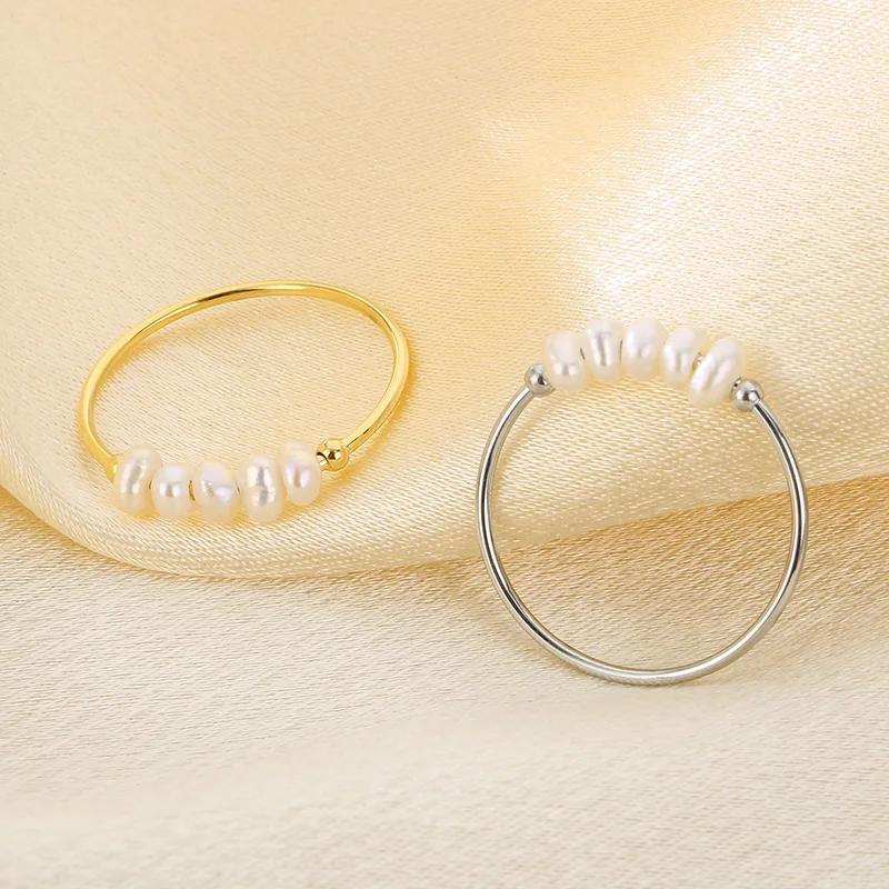 Product Introduction of Natural Freshwater Pearls Gold Color Stainless Steel Waterproof Thin Index Finger Ring for Women PVD Plated Charm Jewelry 7