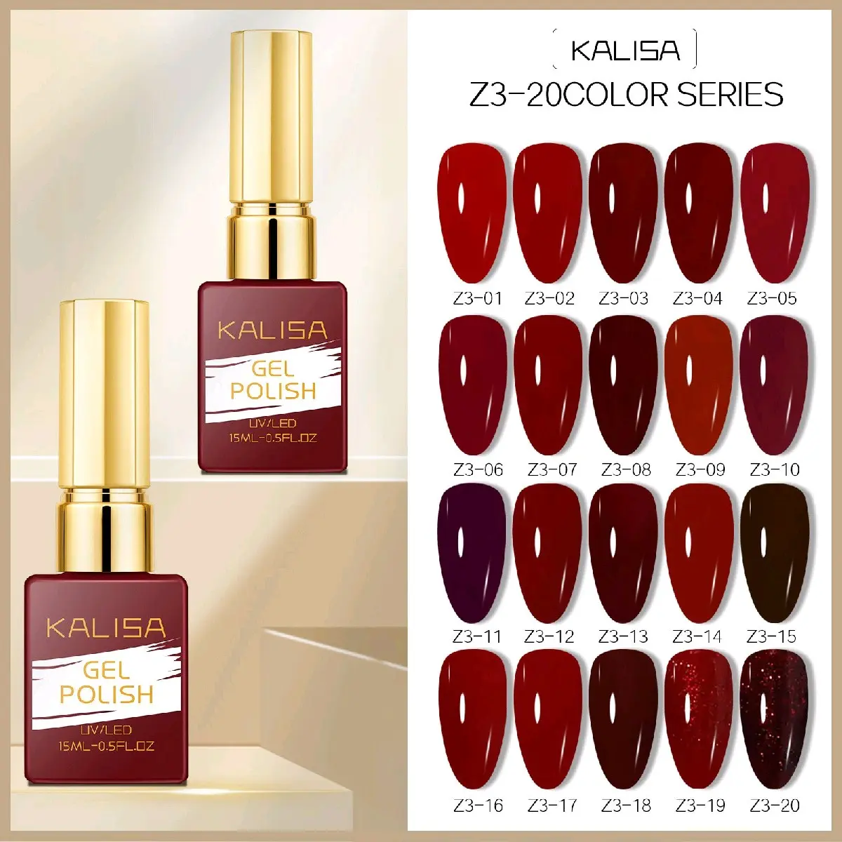 Kalisa Seri Z3 New Year Red Nail Gel Polish 15ml/Kutek Gel